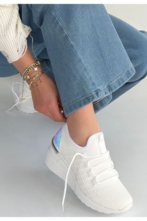 Weor Beyaz Triko Bağcıklı Spor Ayakkabı