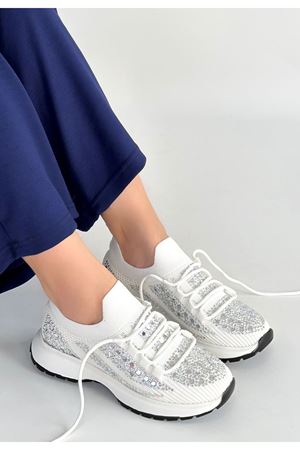 Ceas Beyaz Triko Bağcıklı Spor Ayakkabı