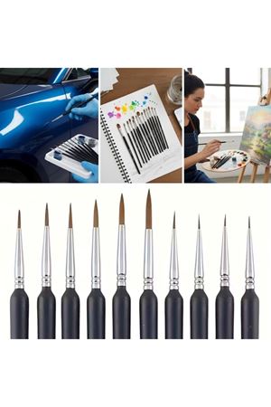 10 Adet Hobi ve Araba İnce Detay Rötuş Fırça Seti