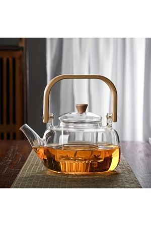 Ahşap Saplı Cam Filtreli Demlik