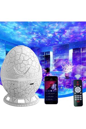 Çatlak Dinozor Yumurtası Tasarımlı Projektörlü Gece Lambası Bluetooth Özellikli