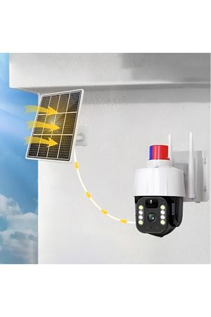 Güneş Enerjili Alarmlı Çakarlı Dış Mekan Güvenlik Kamerası
