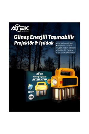 Güneş Enerjili Taşınabilir Projektör Işıldak