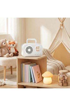 Sevimli Tasarımlı Taşınabilir Radyolu Bluetooth Hoparlör Beyaz