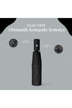 Siyah Kılıflı Otomatik Kompakt Şemsiye