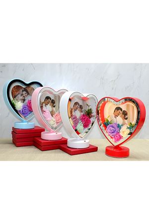 Kişiye Özel Fotoğraf Alanlı Kalpli Led Çerçeve Model 2