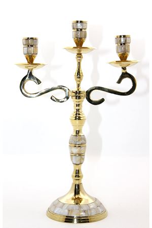 Pirinç Sedefli 3'lü Şamdan Model 3