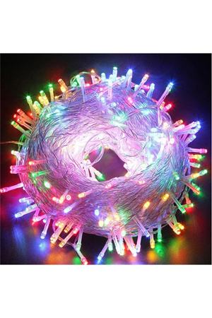 10m 100 Led Boncuk Lamba RGB Işık Şeffaf kablo