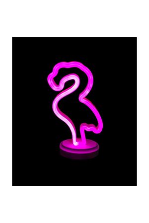 Neon Işıklı Flamingo Yazılı Masa Gece Lambası