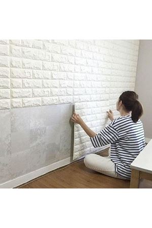 3D Tuğla Desenli Kendinden Yapışkanlı Duvar Paneli 58x38 cm