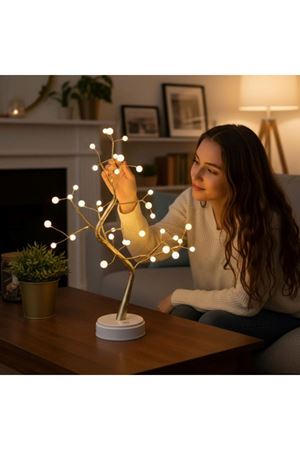 Masaüstü Boncuklu Şarjlı Ağaç Lamba