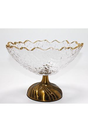 Gold Detaylı Eskitme Ayaklı Dekoratif Cam Sunumluk