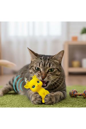 Evcil Hayvan Sesli Geyik Şeklinde Plastik Oyuncak