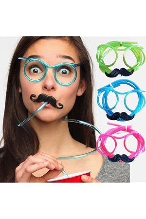 PIPETLI PARTI GÖZLÜĞÜ - ÇOCUK VE YETIŞKIN BIYIKLI PIPET GÖZLÜK