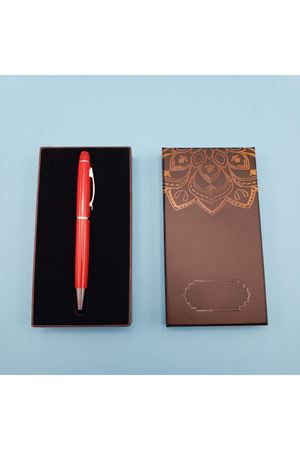 Mandala Desenli Kutulu Kırmızı Touchpen Tükenmez Kalem