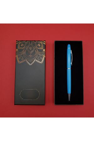 Mandala Desenli Kutulu Turkuaz Tükenmez Kalem