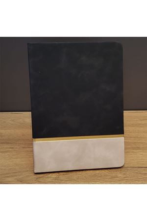 Altın Şeritli Siyah Deri Not Defteri