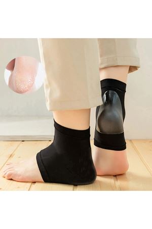 Siyah Silikon Topuk Nemlendirici Çorap