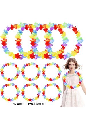 Hawaii Çiçekli Boyun Kolyesi 12 Adet