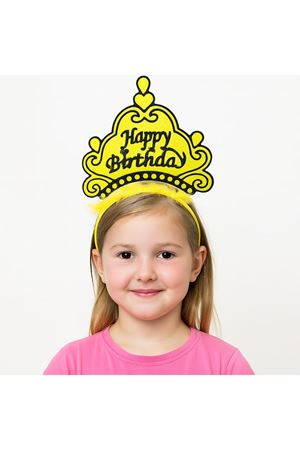 Sarı Happy Birthday Doğum Günü Prenses Tacı