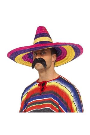 Sombrero Meksika Şapkası Renkli Örme Hasır Yetişkin Boy
