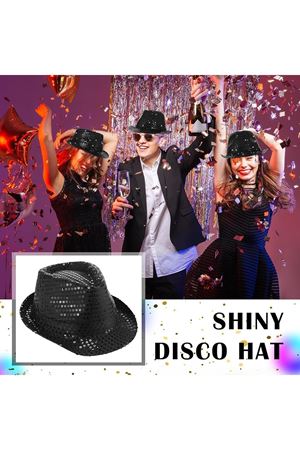 Siyah Payetli Fötr Şapka Yetişkin Boy