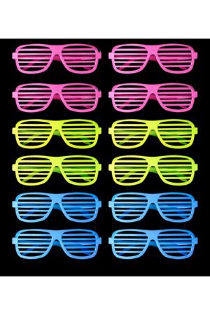 Retro Neon Fosforlu Panjur Gözlük - 12 Adet