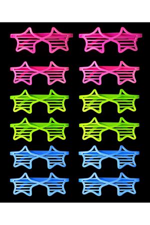 Retro Neon Fosforlu Yıldız Panjur Gözlük - 12 Adet