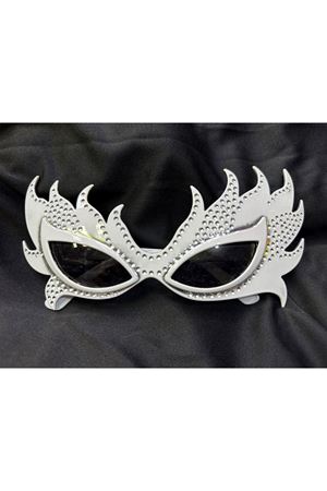 Taşlı Beyaz Alev Parti Gözlüğü