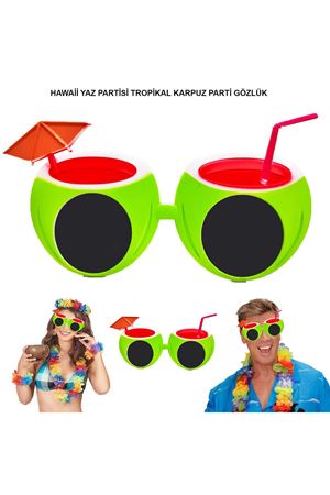 Karpuz Şekilli Tropikal Hawaii Gözlüğü
