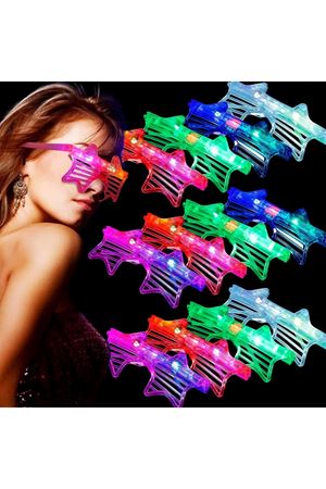 Ledli Yıldız Parti Gözlüğü 6 Renk 12 Adet