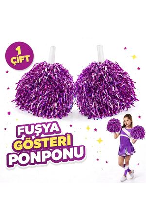 1 Çift Fuşya Okul Gösteri Ponponları - Ekstra Dolgun
