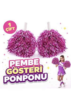 1 Çift Pembe Okul Gösteri Ponponları Ekstra Dolgun