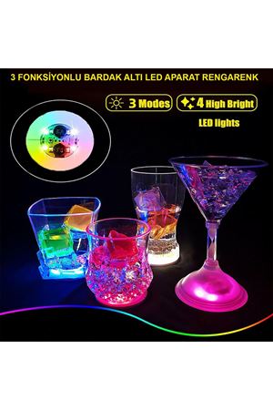 Işıklı Yapışkanlı Bardak Altı Aparatı Ledli 3 Modlu