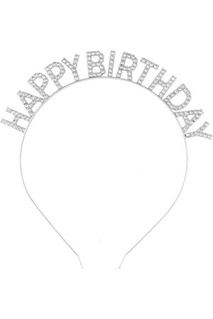 Gümüş Kristal Taşlı Happy Birthday Tacı