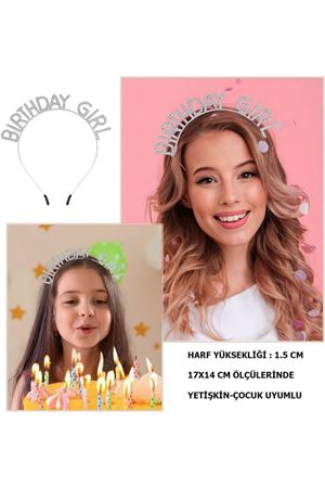 Kristal Taşlı Gümüş Birthday Girl Parti Tacı
