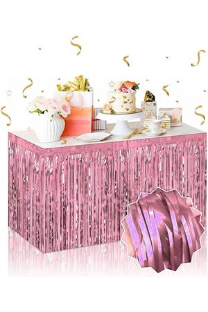 Kendinden Yapışkanlı Rose Gold Metalize Püsküllü Masa Eteği