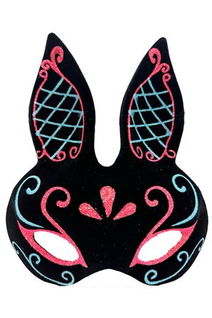 Siyah Mavi Kırmızı Tavşan Maskesi