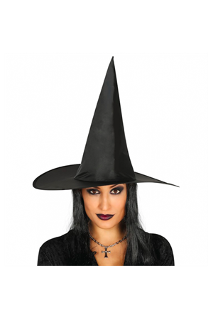Yetişkin Boy Siyah Cadı Şapkası ve Uzun Siyah Cadı Peruğu