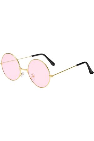 Yuvarlak Cam John Lennon Tarzı Gold Pembe Gözlük