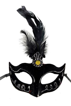 Siyah Tüylü Süet Parti Maskesi