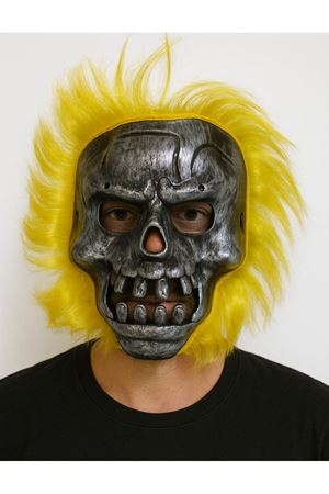 Wild Skull - Metal Kafatası Sarı Saçlı İskelet Maske
