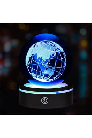 USB'li Dünya Tasarımlı Dönen Cam Küre
