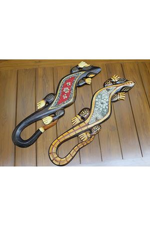 Ahşap Duvara Asmali Kertenkele Figürü