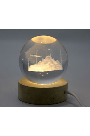 3D İstanbul Temalı Kristal Cam Küre Led Lamba Model 1