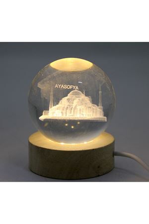 3D İstanbul Temalı Kristal Cam Küre Led Lamba Model 2