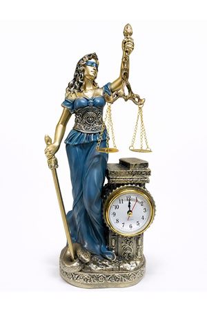 35x14 cm Polyester Saatli Adalet Figürü