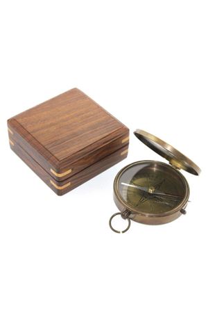 Ahşap Kutulu Pirinç Pusula Model 8