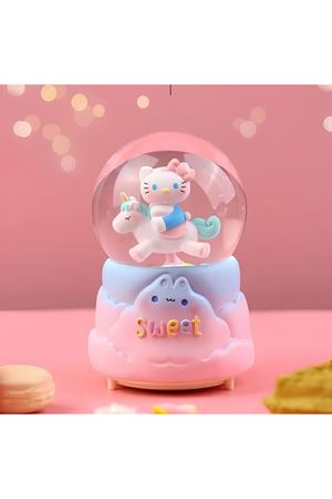 Hello Kitty İçi Dönmeli Püskürtmeli Işıklı Müzikli Kar Küresi Büyük Boy Model 2