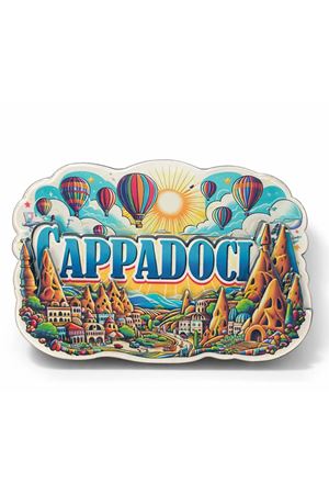 Kapadokya Temalı Ahşap Buzdolabı Magneti Model 1